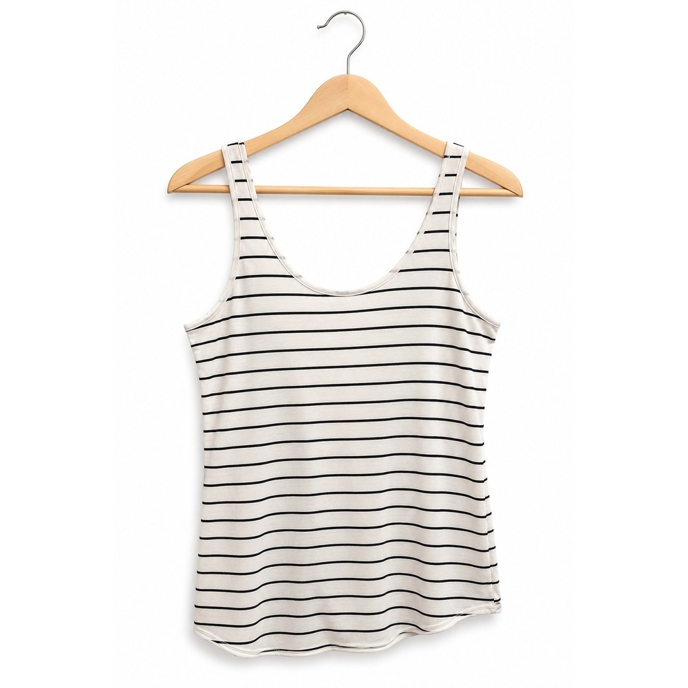 PINK Victoria's Secret Striped Low Back Tank Top Y2K Black White Scoop Neck S